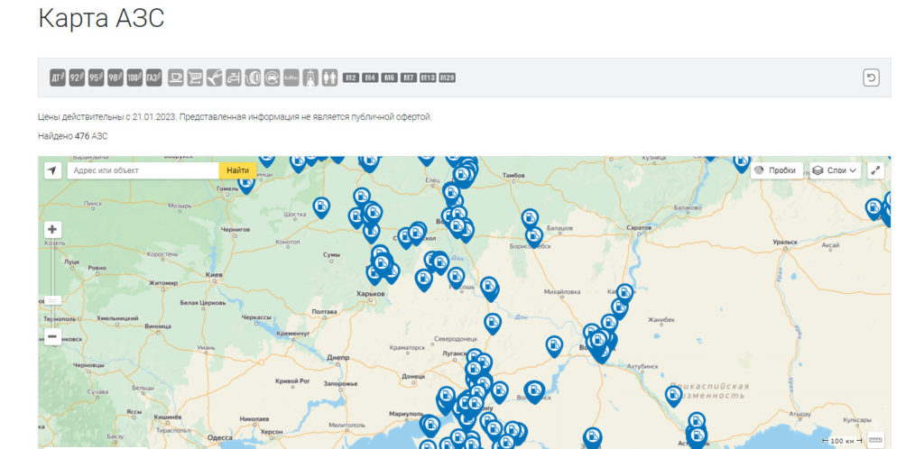 Карта АЗС «Газпром»